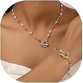 Pearl Necklace and Bracelet Set for Women White Pearl Jewelry Gift Set Floral Pearls Bracelet Elegant Pearls Jewelry Set