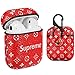 Gift-Hero Compatible with Airpods 1/2 Case,Cute 3D Luxury Leather Shockproof Cover Designer Skin Keychain,Cool Fun Funny Fashion Design Stylish Case for Girls Women Ladies Teens Air pods(Red Supre)