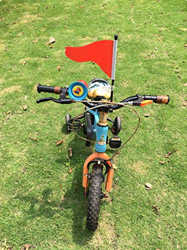 AISHEMI Kids Bike Accessories Cycling Handlebar Safety Triangle Flag Pole Polyester Tear-Resistant Waterproof Orange Safty Flag - Thumbnail 2