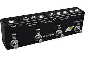 Guitar Looper Pedal 3 Loop Switcher True Bypass Multi Loop Guitar Pedalboard Loop Box with Tuner Mute Switch for Layered Loop