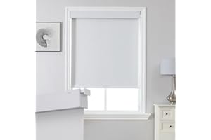 Joydeco No Drill Blackout Shades, Free-Stop Cordless Roller Shades, UV Protection, Thermal Insulated Blinds for Indoor Windows, Easy Install Window Blinds for Home and Office (White, 72" W x 75" H)