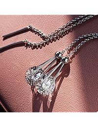 Kainier - Pendientes colgantes con forma de gota de circonita cúbica chapados en oro blanco de 14 quilates, para mujeres y niñas