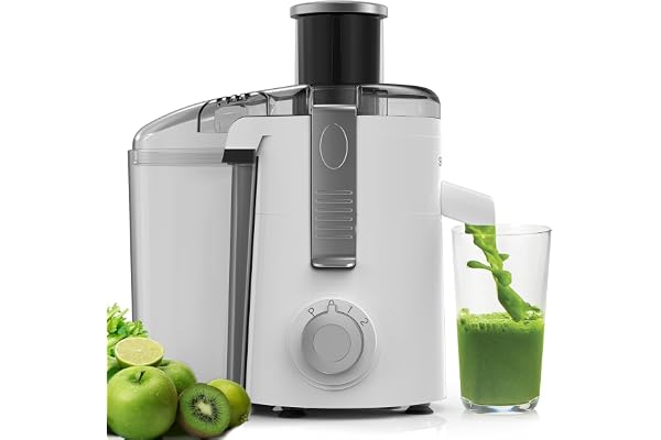 SIFENE 350W Compact Centrifugal Juicer Machine, 2.5" Chute, 3-Speed, White | dishwasher-safe removable parts, locking arm, BP