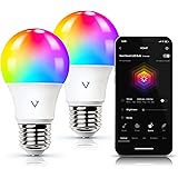 Smart Light Bulbs [2 Pack], WiFi & Bluetooth 5.0, Compatible w/ Alexa & Google Without Hub, Dimmable, Music Sync, Schedules, 