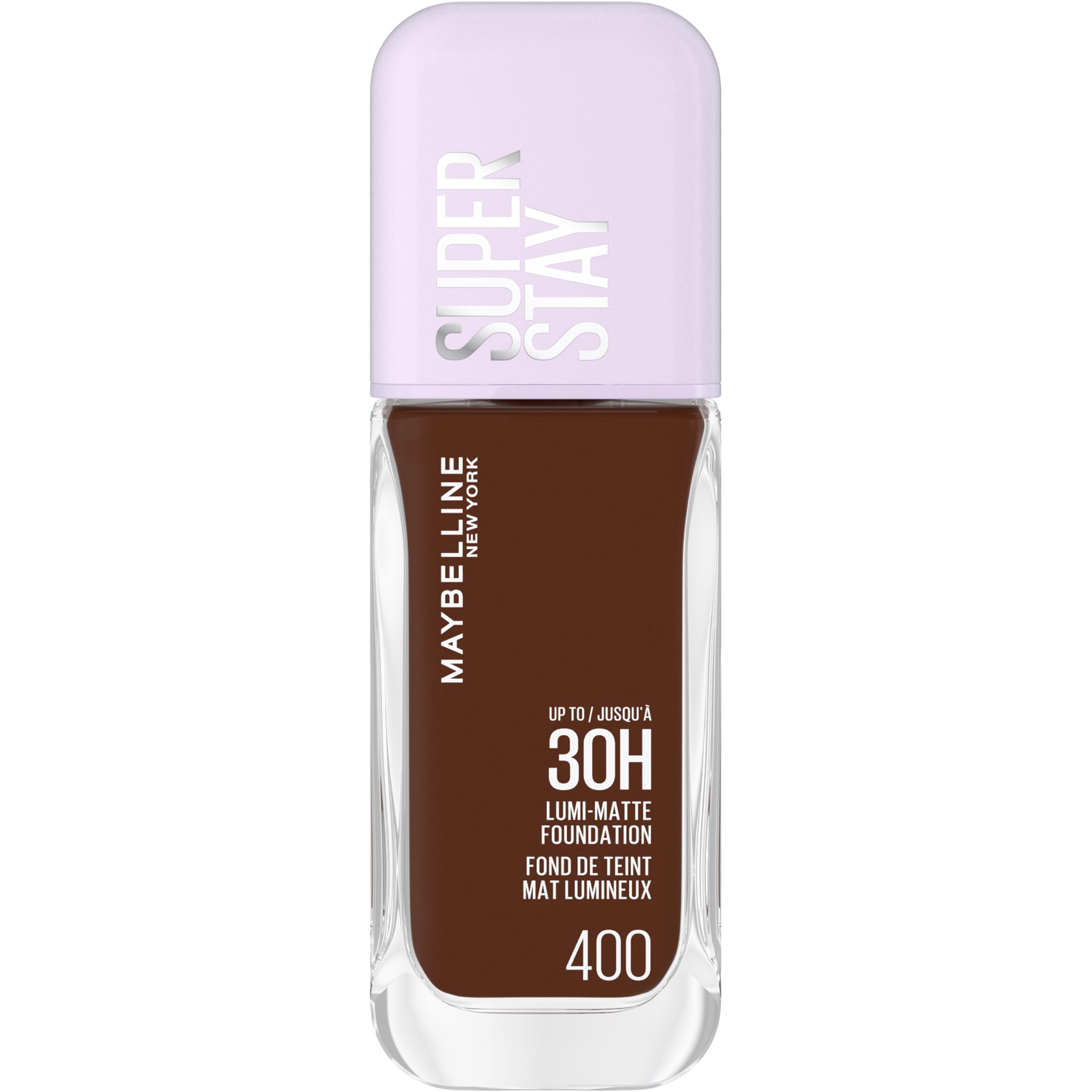 Maybelline New York Super Stay up to 30HR Lumi-Matte Foundation, Medium-Full Coverage, Vegan Formula*, Amino Acids, Niacinamide, Vitamin E, All Day Wear - Shade: 400
