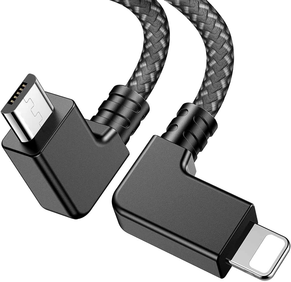 Ortikar Compatible 1FT 90 Degree Micro USB to iphone ipad OTG Data Cable Right Angle Phone Tablet Connector Cord DJI Spark, Mavic Pro, Platinum, Air, 2 Pro, Zoom Remote Controller Accessories (1 Pack)