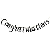 Congratulations Banner/Congrats Grad Party Decor/Graduation Activities/Wedding/Birthday/Retirement Party Decorations Black Glitter
