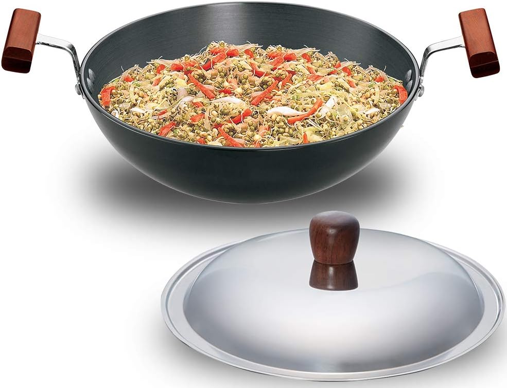 Hawkins/Futura Hard Anodised Deep Fry Pan Rounded Kadai with Stainless Steel Lid, 1.5-Liter