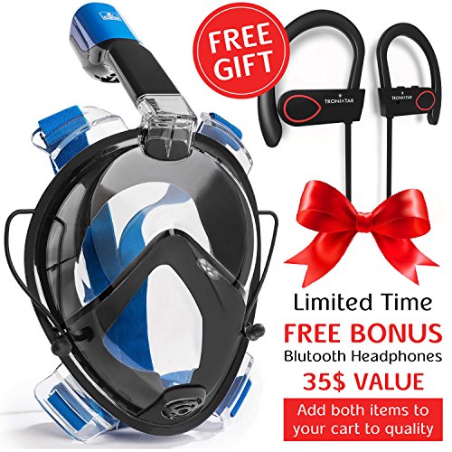 Full Face Snorkel Mask L/XL - for Kids & Adults - Panoramic Full Face Design Full Face Snorkel Mask L/XL - for Kids & Adults - Panoramic Full Face Design