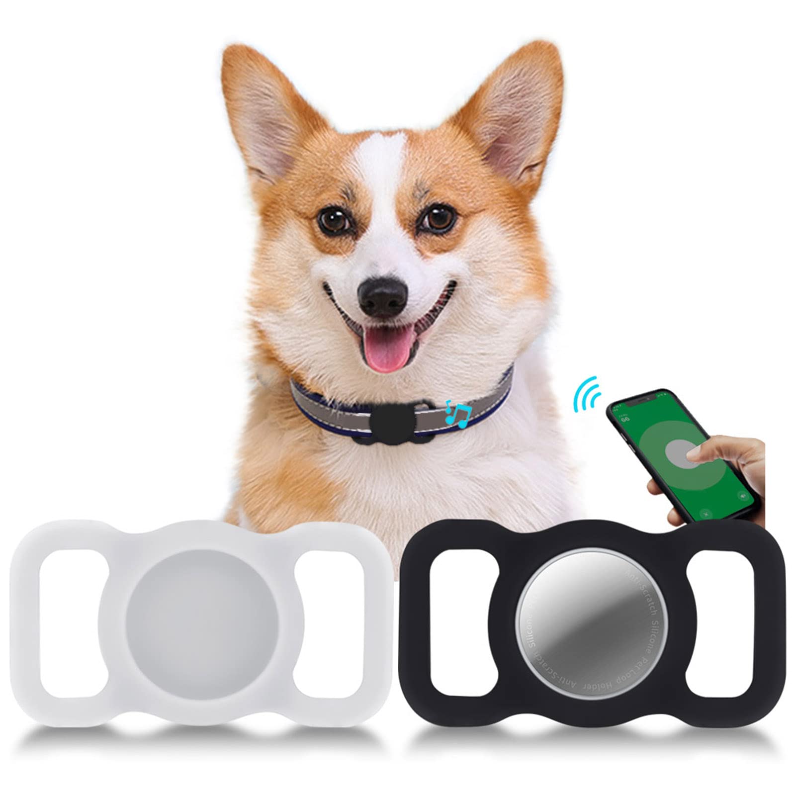 Protective Case for Airtag,Kucheed 2 Pack GPS Tracking Dog Collar Accessories Pet Loop Holder,Anti-Scratch Soft Silicone Lightweight Anti-Lost Locator Cover Compatible with Airtags for Cat,School Bag