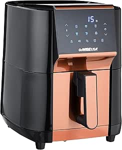 GoWISE USA 7-Quart Air Fryer &amp; Dehydrator - with Ergonomic Touchscreen Display with Stackable Dehydrating Racks with Preheat &amp; Broil Functions + 100 Recipes (Black/Copper))