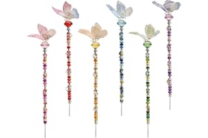 ZSLACTP 200Pcs DIY Butterfly Garden Stakes Kit - Fairy Wand Beaded Garden Stakes Kit, Fairy Garden Accessories for Outdoor (Butterfly)