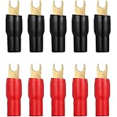5 Pairs Strip Spade Terminal Spade 4 Gauge Fork Adapters Connectors Plugs for Speaker Wire Cable Terminal Plug
