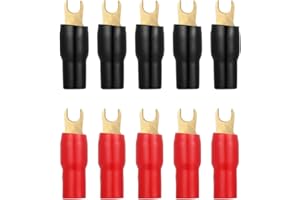 5 Pairs Strip Spade Terminal Spade 4 Gauge Fork Adapters Connectors Plugs for Speaker Wire Cable Terminal Plug