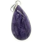 Natural Siberian Charoite 925 Solid Sterling Silver Pendant 40mm