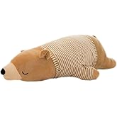 MMTTAO Stuffed Polar Bear Animal Plush Toy 14 Inch Small Brown Sleeping Bear Animal Stuff Soft Plushies Cute Dolls Collection Huggable Pillow Cushion Birthday Gift for Kids Child Boys Girls, 14Inches