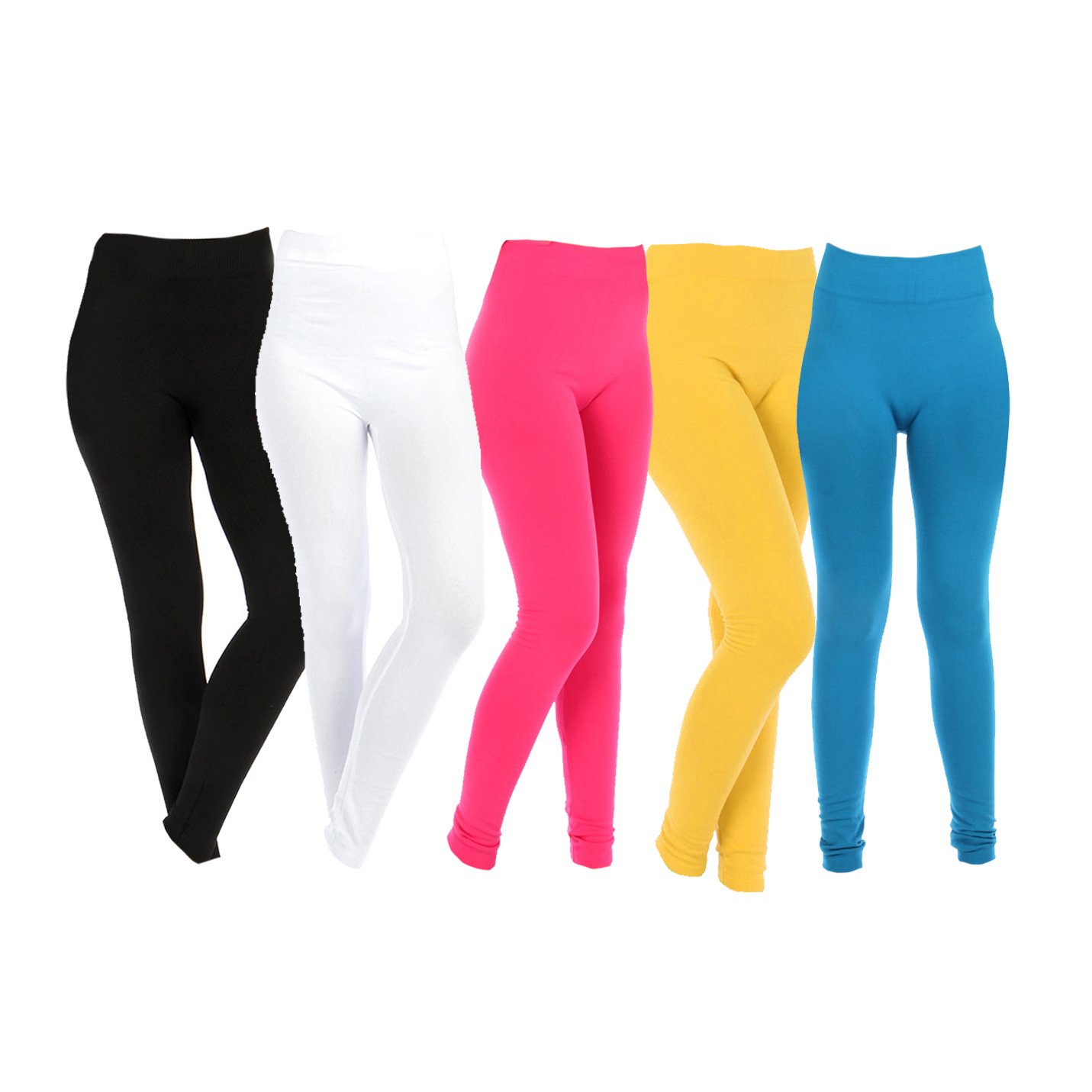 aashish fabrics women's multicolor cotton lycra churidar leggings (pack of 5)