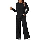 LILLUSORY 2 Piece Lounge Sets Matching Fall Outfits Pajamas Casual Travel 2026 Sweatsuits Wide Leg Clothes Fashion Tracksuits
