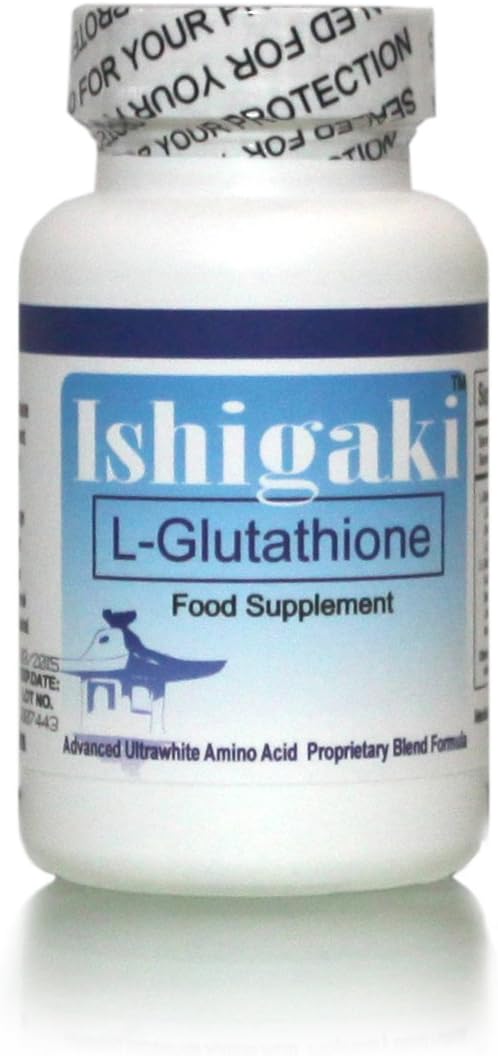 Authentic Ishigaki L-Glutathione 600 milligrams per serving ultra-whitening formula with L-glutathione booster - 60 caps