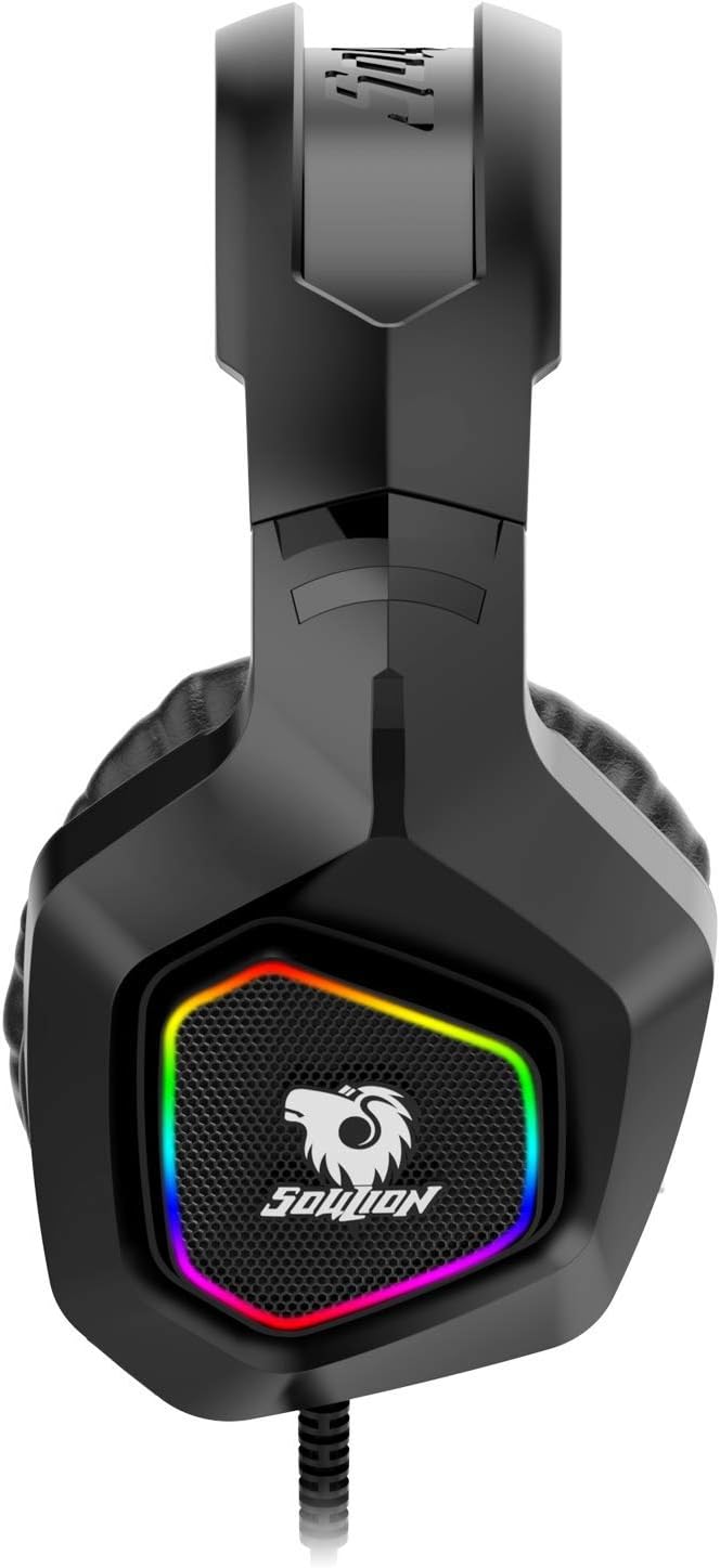 Soulion Tracer 30 PC Gaming Headset, Virtual 7.1 Stereo Surround Sound Headphones with Noise Cancelling Microphone, RGB Lights, USB Plug for Laptops Computers: Computers & Accessories