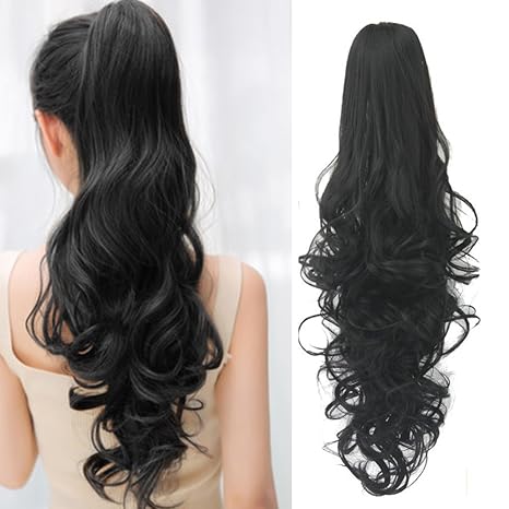 Buy Ponytail Hair Extensions Clip In 24 Inch Black Synthetic Claw