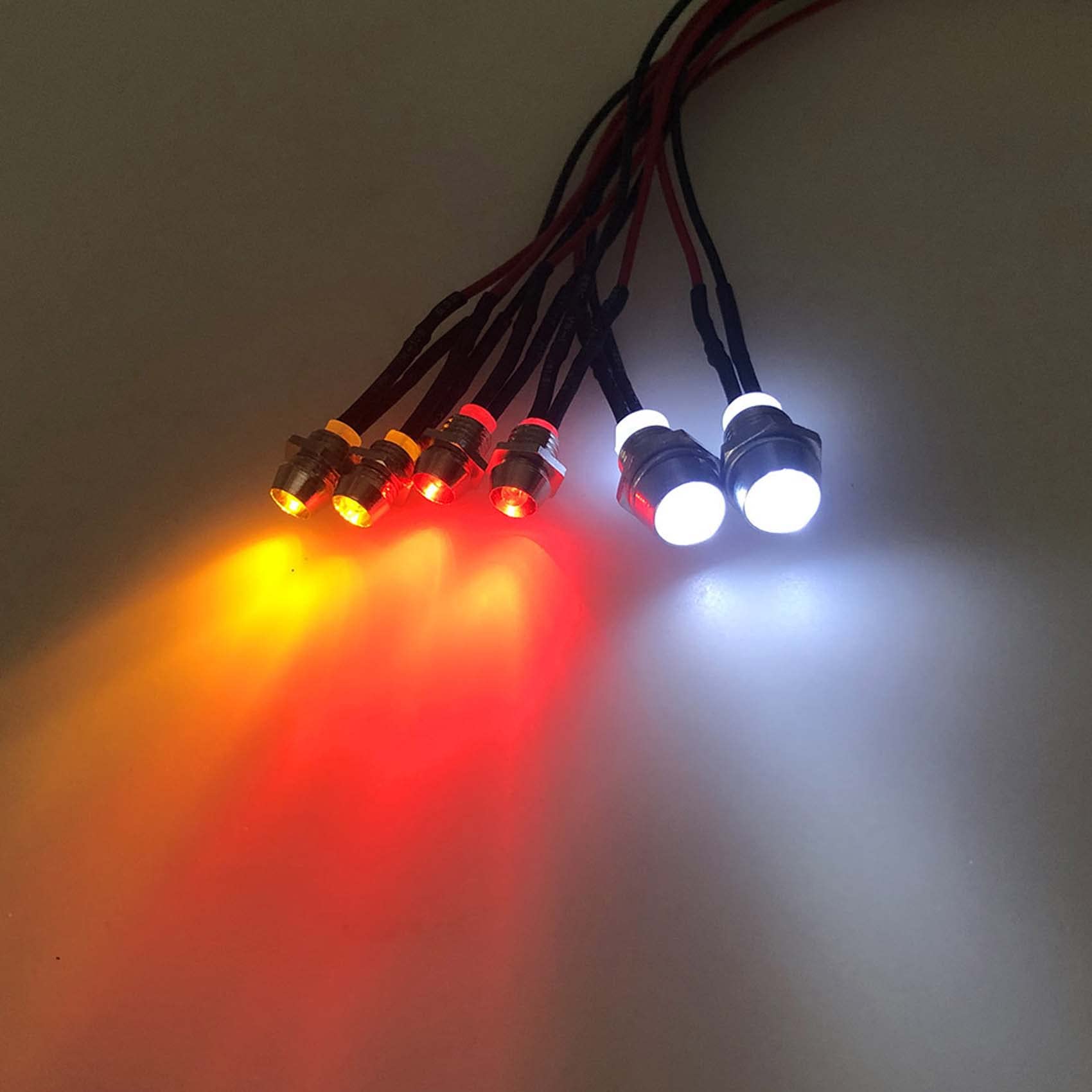 KEEDA RC Lights Kit LED Headlights Taillights for 1/10 1/8 RC Model Car Truck Lighting (6 LED)