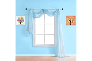 Warm Home Designs Extra Long Baby Blue Sheer Window Scarf. Valance Scarves are 54 X 216 Inches. Great As Wedding Arch Draping Fabric, Bed Canopy Or for Decorative Project. AM Baby Blue 216"