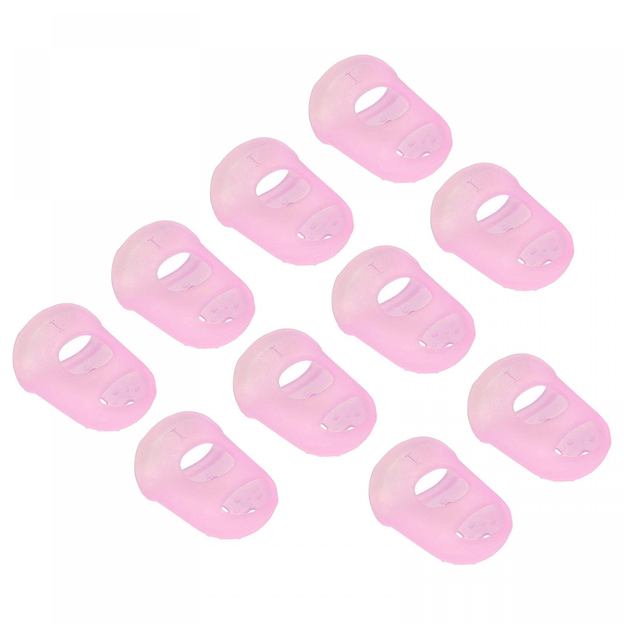PATIKIL Finger Tips Anti Slip Fingertip Protector, 10 Pack 25mm Silicone Finger Guard for Paper Sorting Sewing Guitar Playing, Pink S Size