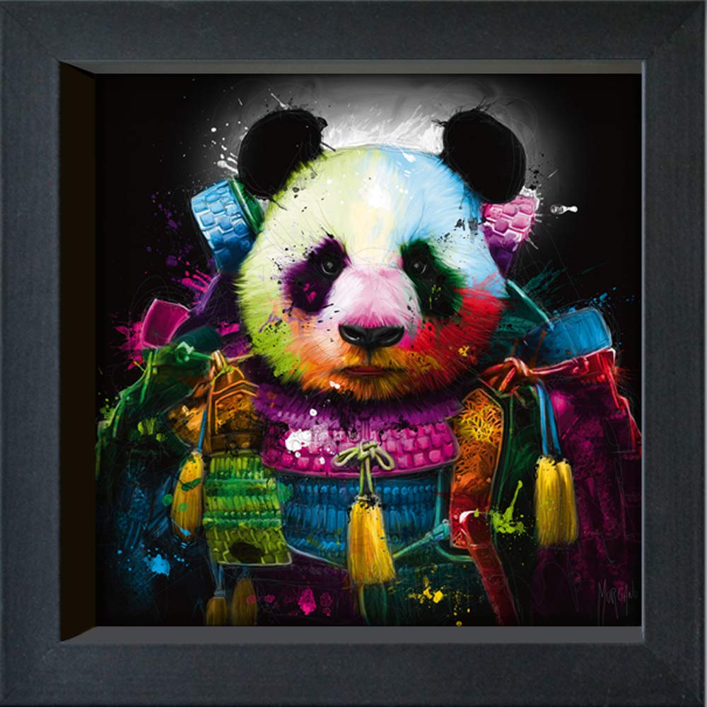 Framed Postcard - Patrice, Murciano - ''Panda Samourai''- 16 x 16 cm - Frame Frame Color: Black - Series Luna