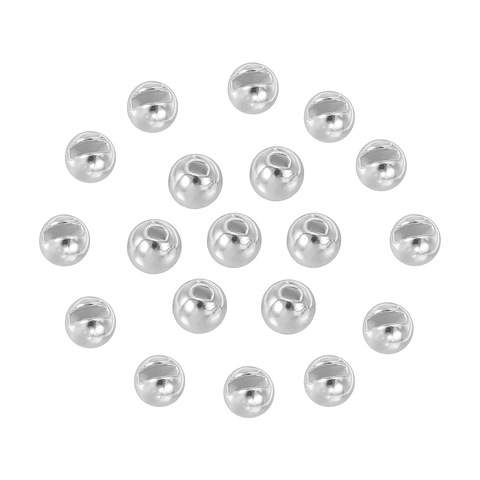 PATIKIL 2.8mm Fly Tying Tungsten Beads, 50 Pcs Tungsten Slotted Beads Tungsten Round Ball Beads for Jig Hooks Fishing Materials, Silver
