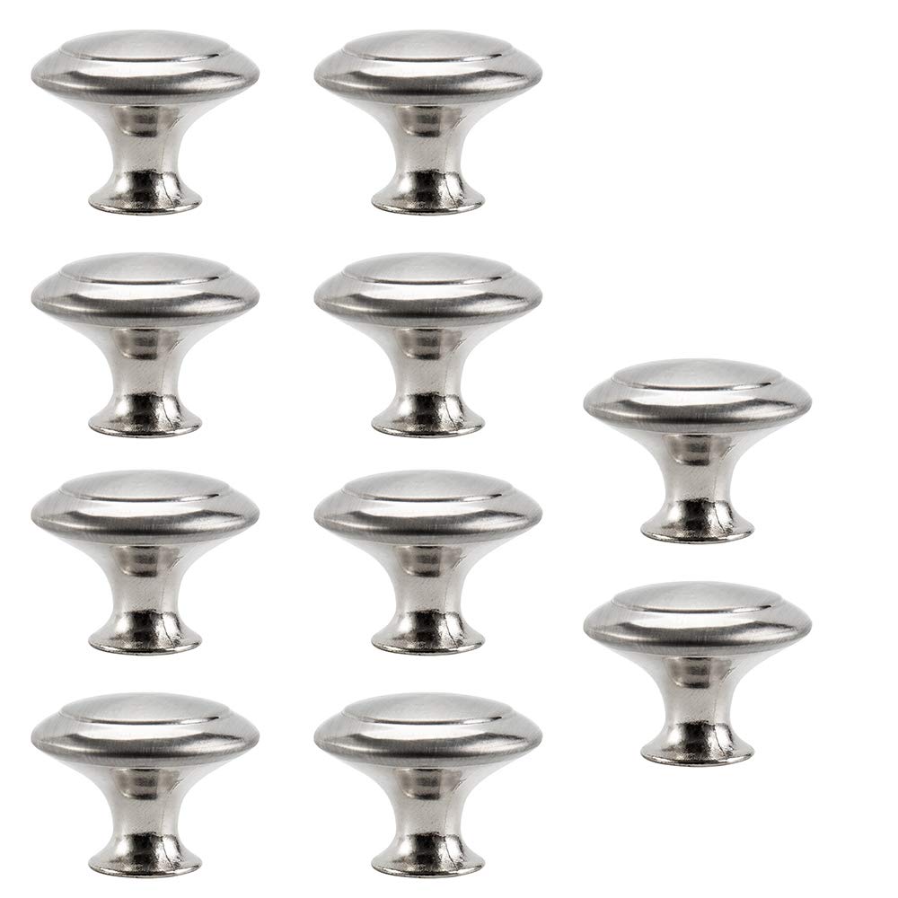 Silver Drawer Knobs Set Vintage Tone Round Cabinet Cupboard Pull Furniture Handles and Knobs with Screw (10pcs)