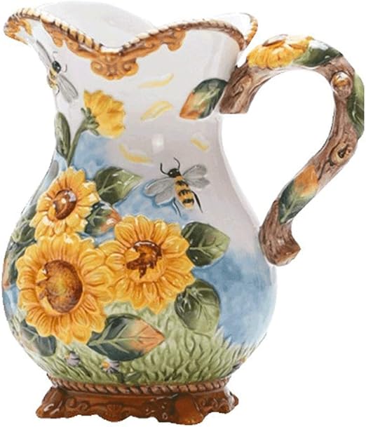 Amazon Com Vase Liting Home Decoration Flowers Ceramic Jug With Handle Flower Arrangement Flower Flower Pot Bottle Color Ceramic Size White Home Kitchen