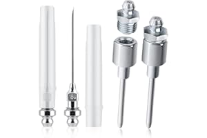 4pcs Grease Needle Nozzles, 2.4 & 3 Inch Long Grease Gun Needle Nozzles 18G Grease Injector Needles + Narrow Needle Grease Ad