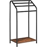 HOOBRO Freestanding Towel Rack, 4 Tier Blanket Rack Stand, 16.3"L x 11.2"W x 31.3"H, Blanket Ladder Holder, Quilt Rack, Drying and Display Rack, Living Room, Bathroom, Rustic Brown and Black BF64LB01
