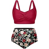 Tempt Me Women Plus Size High Waisted Bikini Set Two Piece Swimsuit Tummy Control Bathing Suits