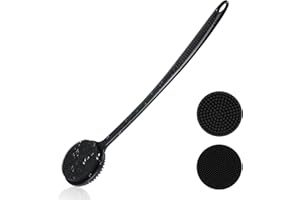 VWMYQ Silicone Back Scrubber for Shower, Bath Body Brush with Long Handle, Double Sided Shower Brush for Shower Exfoliating and Massage Can Produce Rich Foam, Long Handle Back Scrubber for Men