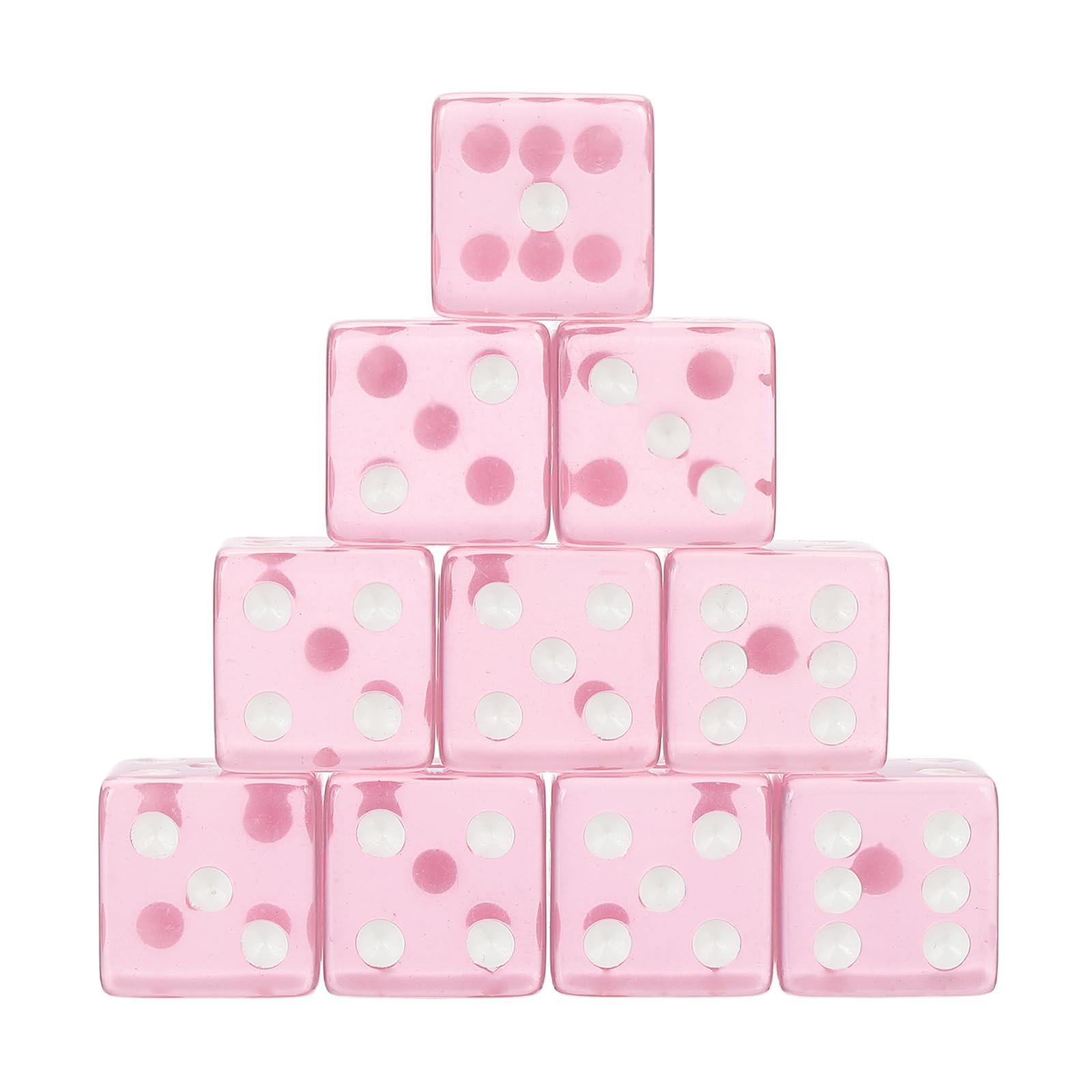 sourcing map 100Pcs Acrylic Dice, 19mm/0.75" Translucent D6 Dice, 6 Sided Square Rounded Edge for Board Table Games Birthday Theme Party Supply, Light Pink