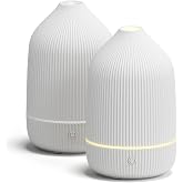 Essential Oil Diffuser, 2Pack, 100ml Aromatherapy Diffuser, Mini Ultrasonic Diffuser for Essential Oil, Home, Office, Cool Mist Humidifier with 7 Led Light, Auto Shut-Off, White