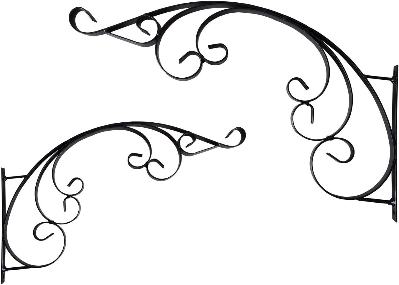 Longer and Thicker 18'' Elegant Hook/Bracket for Clock,Light,Hanging Wind Chimes, Plants, Wind Spinners, & Bird Feeders, Great for Easy Enhancements to Indoor & Outdoor Décor,Iron Hanger for Heavy Duty Doodas,Remarkably Sturdy 2PCS