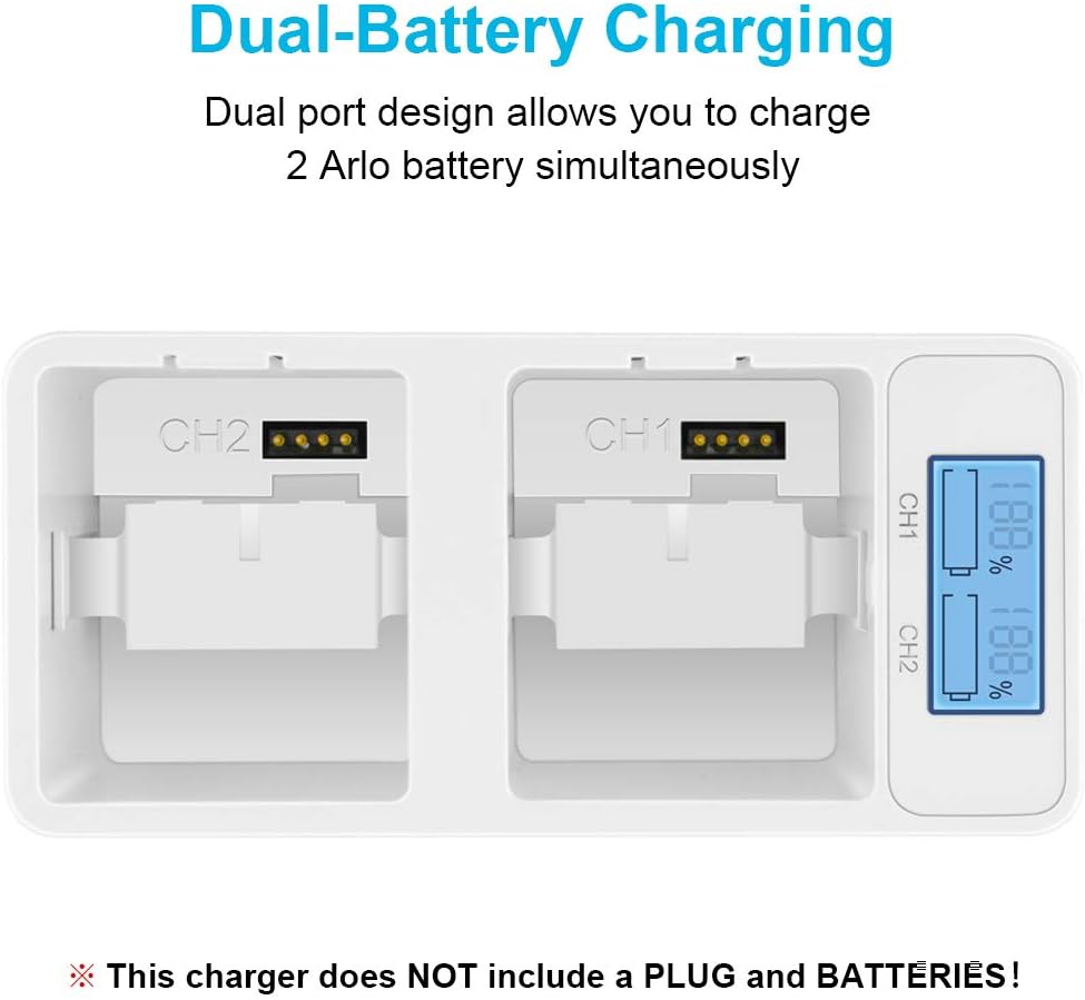 Feirsh Battery and Charger Station for Arlo, Dual Rechargeable Batteries and Charging Station Compatible for Arlo Pro/Pro 2/Go Camera (No Batteries) : Camera & Photo