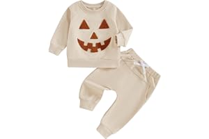 YINGISFITM Baby Boy Fall Clothes Toddler Halloween Outfit Boy Halloween Pumpkin Sweatshirt Shirt Pants Winter Outfit