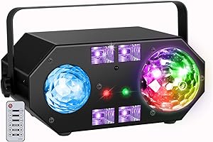 DJ Lights Party Laser Light, Telbum 5IN1 DMX DJ Light Sound Activated, LED Stage Light Remote Control, Disco Projector Lights with RGBW Water Wave/RGB Moonflower/Laser/LED Strobe/UV Effects Lighting