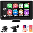 Carplay Screen for Car, 7 Inch Portable Touch Screen Car Stereo with Wireless Carplay & Android Auto, Backup Camera, GPS Navigation, Bluetooth, Mirror Link, TF Card