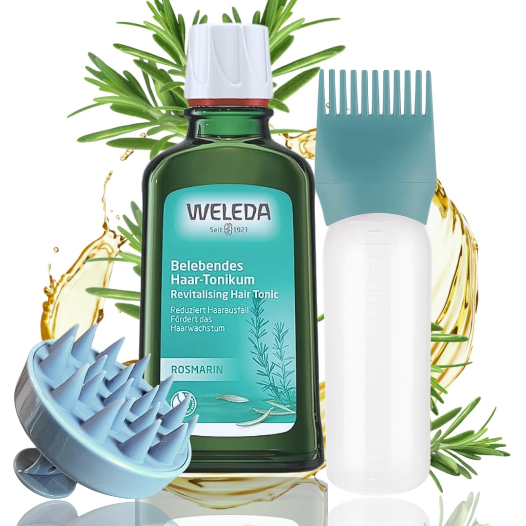 170 ml Hair Root Applicator Compatible with Weleda Organic Rosemary Natural Cosmetics Hair Water Tonic with Rosemary Oil Prevents Hair Loss & Promotes Hair Growth (Vegan) 100ml