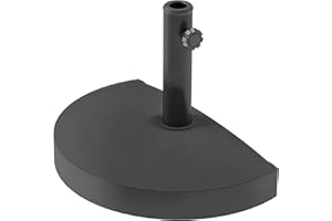 Outsunny 20 lbs Resin Half Parasol Base Outdoor Umbrella Stand Weight for 1.3", 1.5", 1.9" Umbrella Poles, Concrete Garden Pa