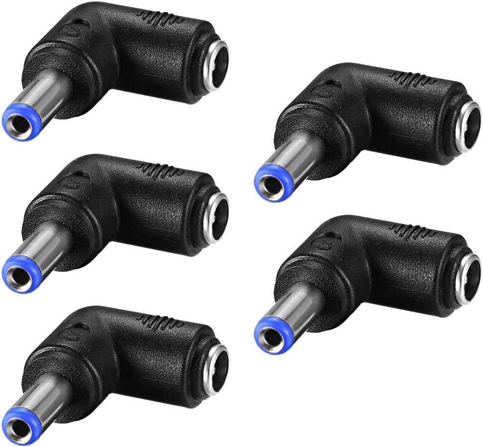sourcing map 5Pcs DC Power Connector Adapter 90 Degree Angle 5.5mmx2.1mm Male Plug to Female Jack Coupler Converter for Laptop CCTV Camera Strip Lighting