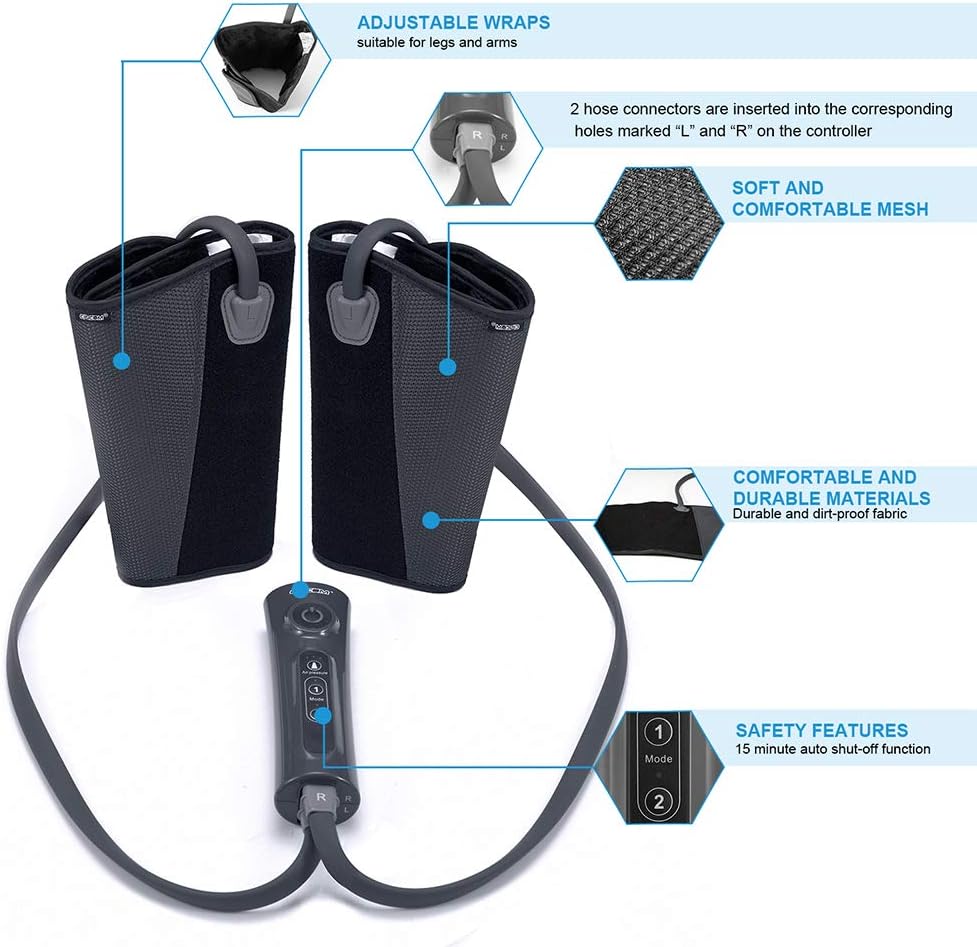 CINCOM Leg Massager for Circulation Air Compression Calf Wraps with 2 Modes 3 Intensities and Helpful for RLS and Edema: Health & Personal Care