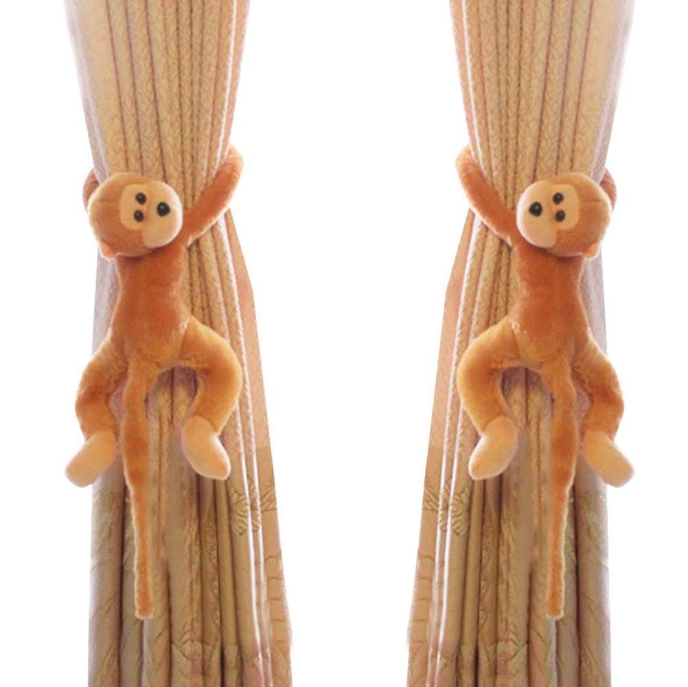 1 Pair Curtain Tiebacks Hook Monkey Curtain Clips Rope Animal Curtain Accessories Holder Curtain Holdback Decorative Tieback Hook Toy for Children's Bedroom Living Room Home Office Window Office