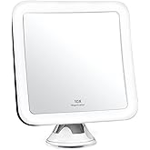 Fancii 10X Magnifying Lighted Makeup Mirror - Daylight LED Vanity Mirror - Compact, Cordless, Locking Suction, 6.5" Wide, 360 Rotation, Portable Illuminated Bathroom Mirror (Square)