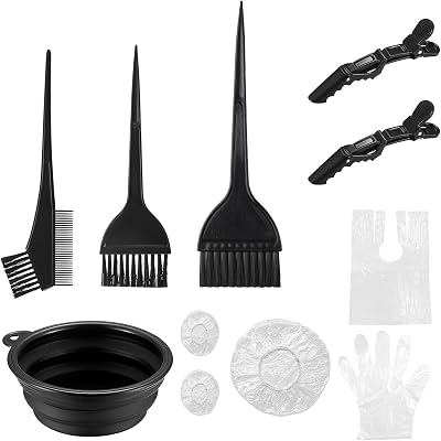 VARHHUXHA 10 Pcs Hair Dye Kit with Brush Bowl Gloves Clips Apron Ear Covers